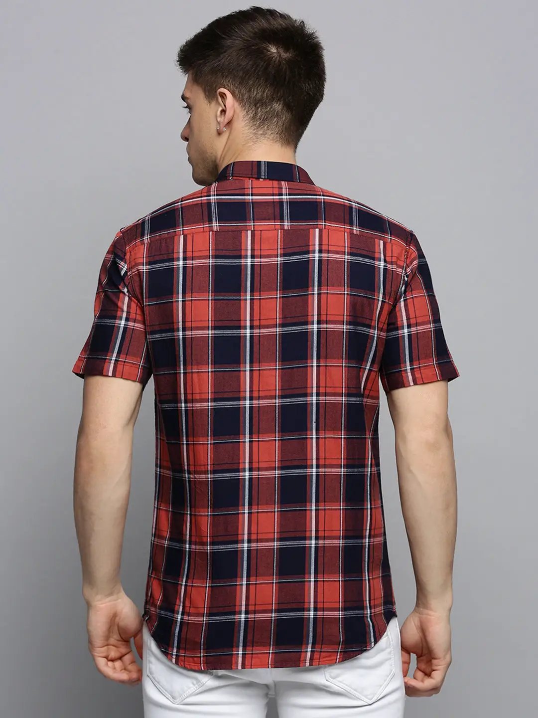 Men's Navy Checked Casual Shirt