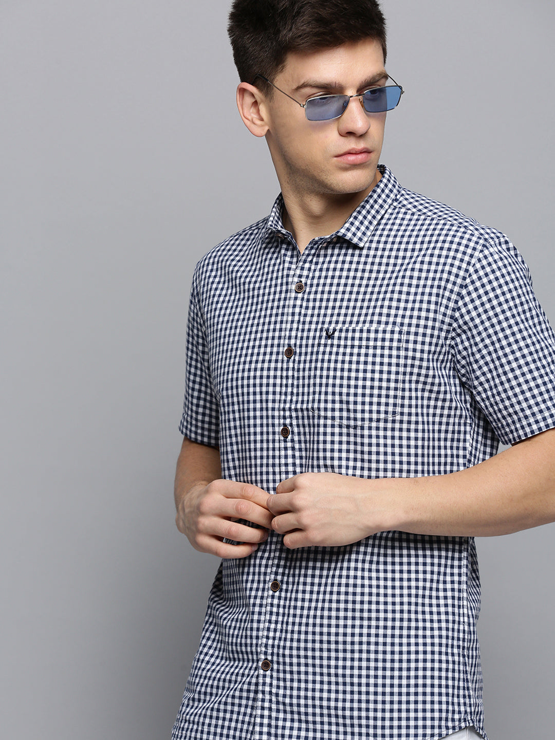 Men's Navy Checked Casual Shirt