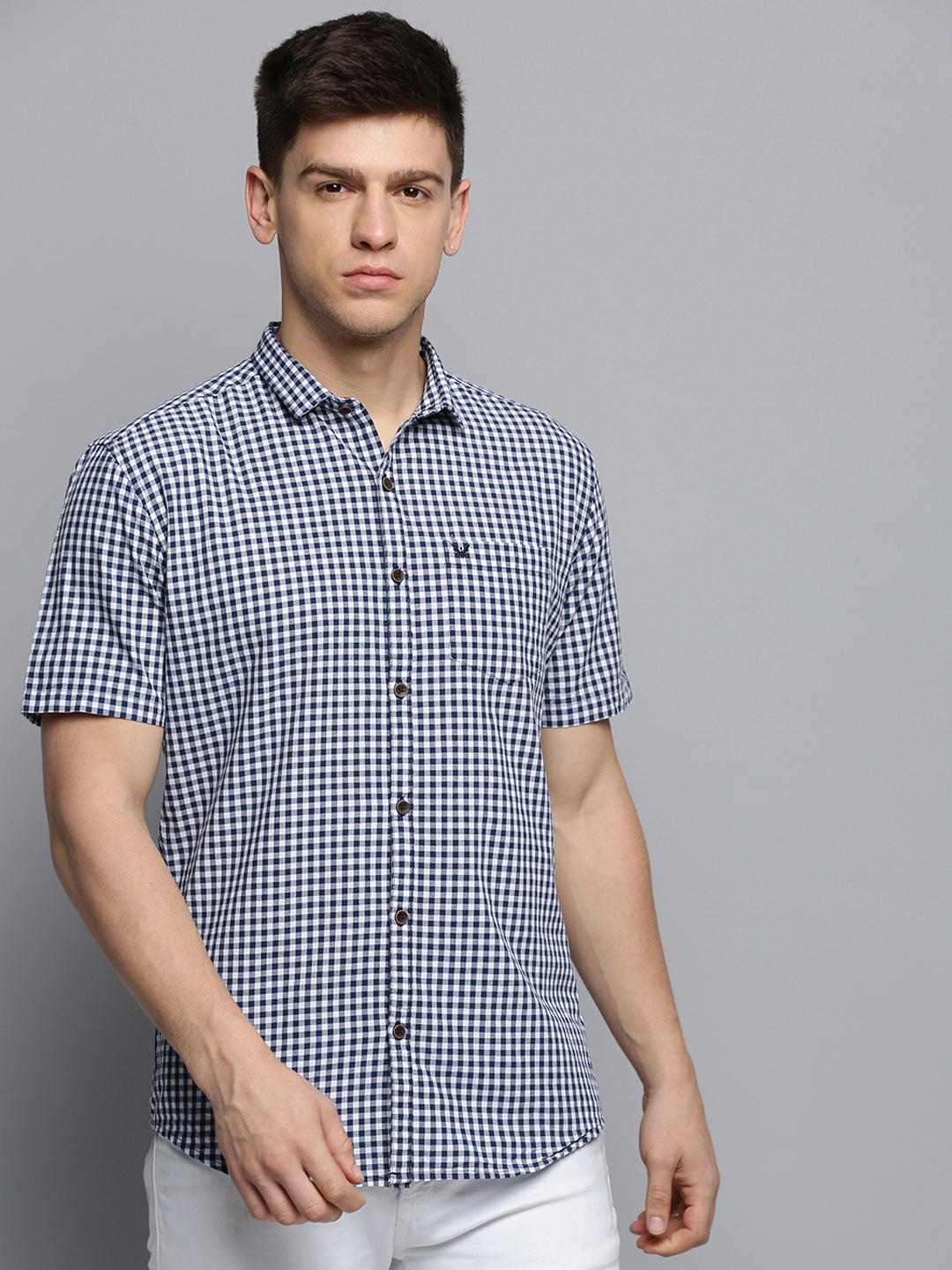 Men's Navy Checked Casual Shirt