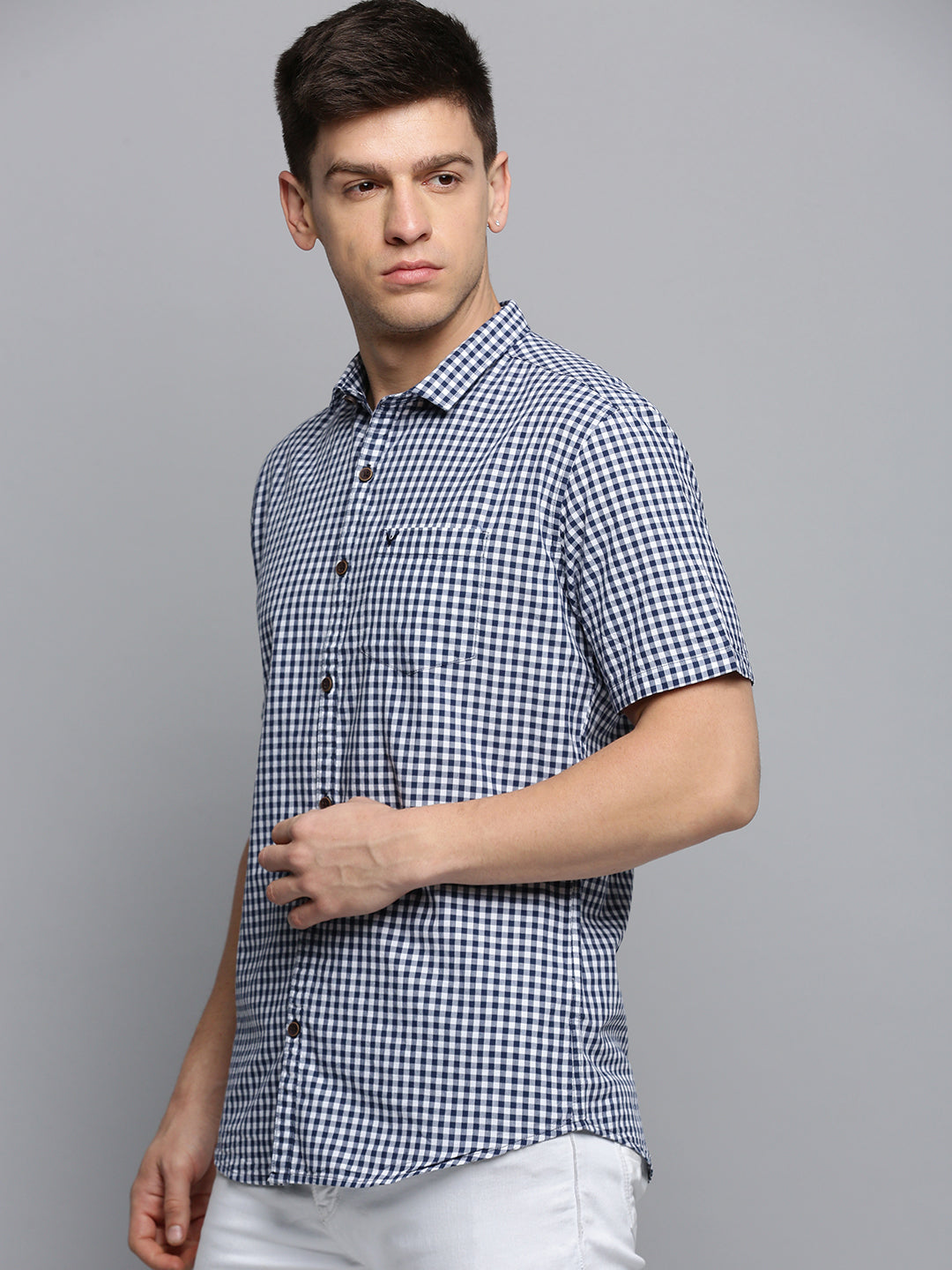 Men's Navy Checked Casual Shirt