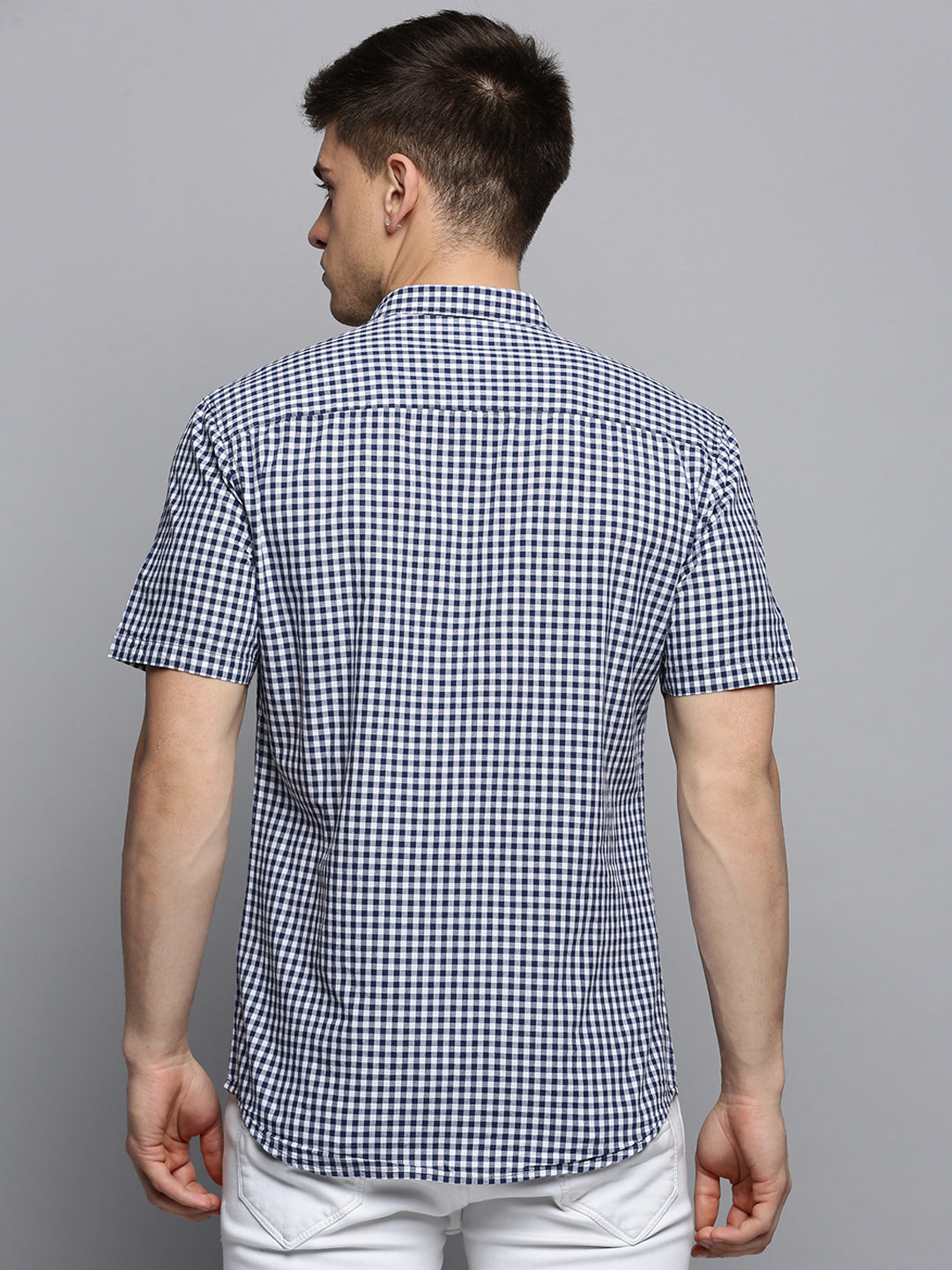 Men's Navy Checked Casual Shirt