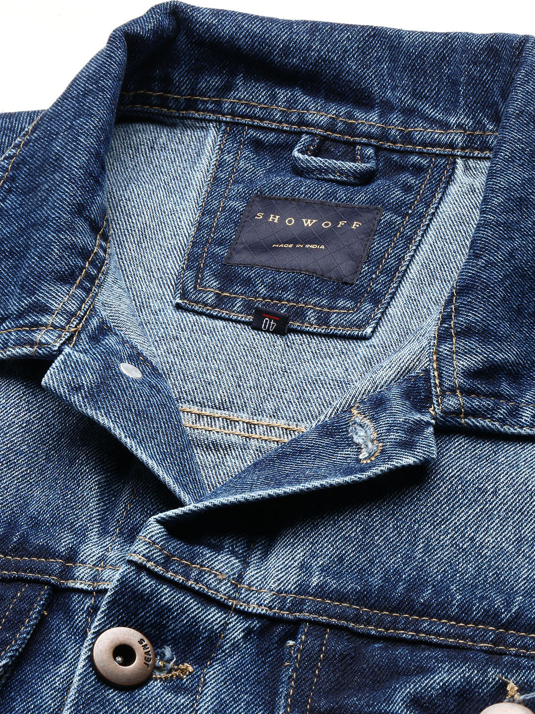 Men's Blue Spread Collar Denim Jacket