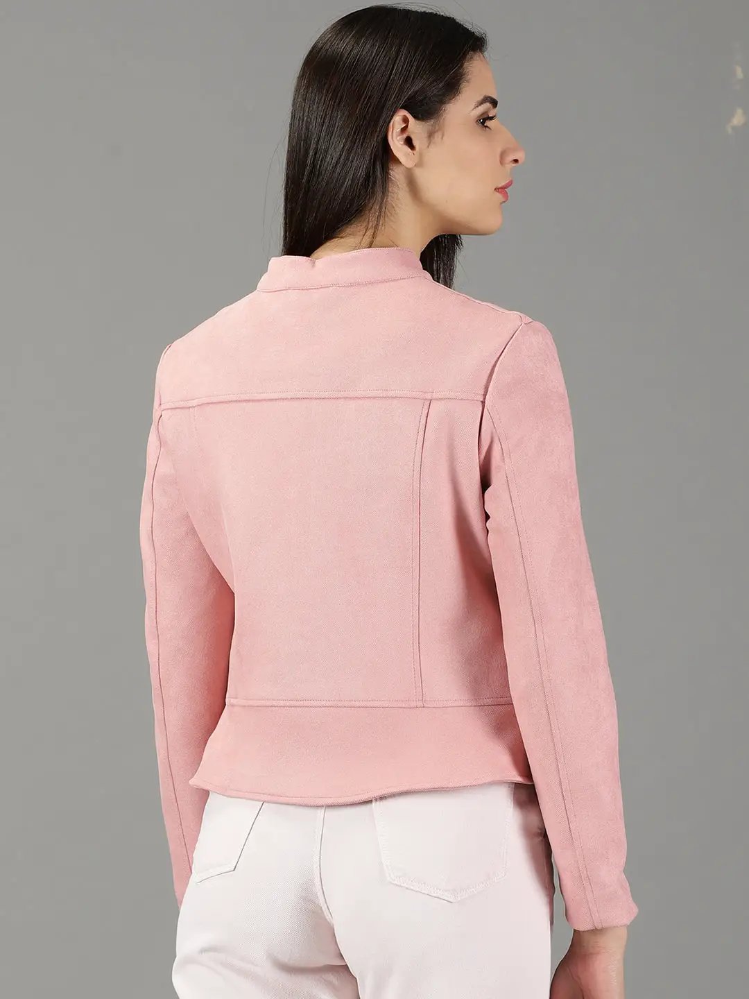 Women's Peach Corduroy Bomber Jacket