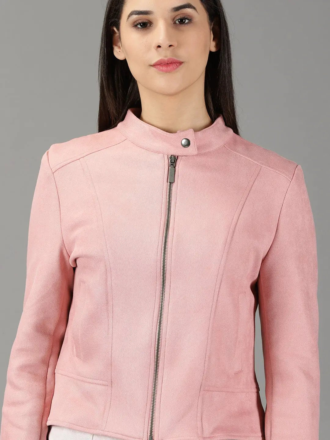 Women's Peach Corduroy Bomber Jacket