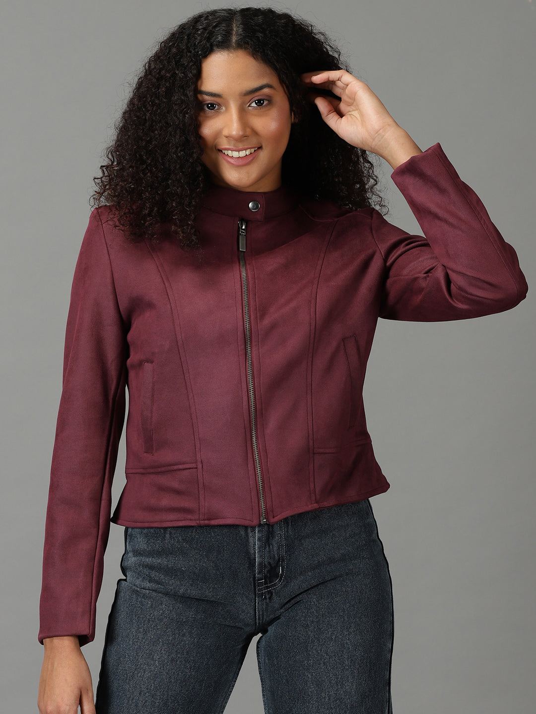 Women's Purple Solid Open Front Jacket