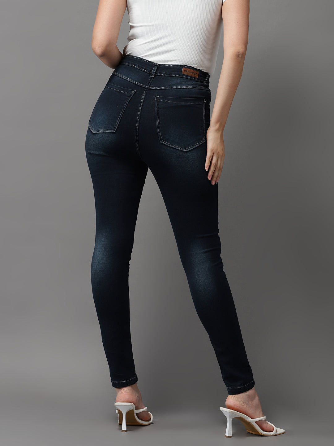 Women's Blue Jean Slim Fit High-Rise Light Fade Jeans