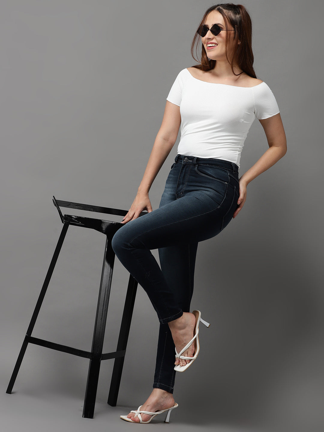 Women's Blue Jean Slim Fit High-Rise Light Fade Jeans