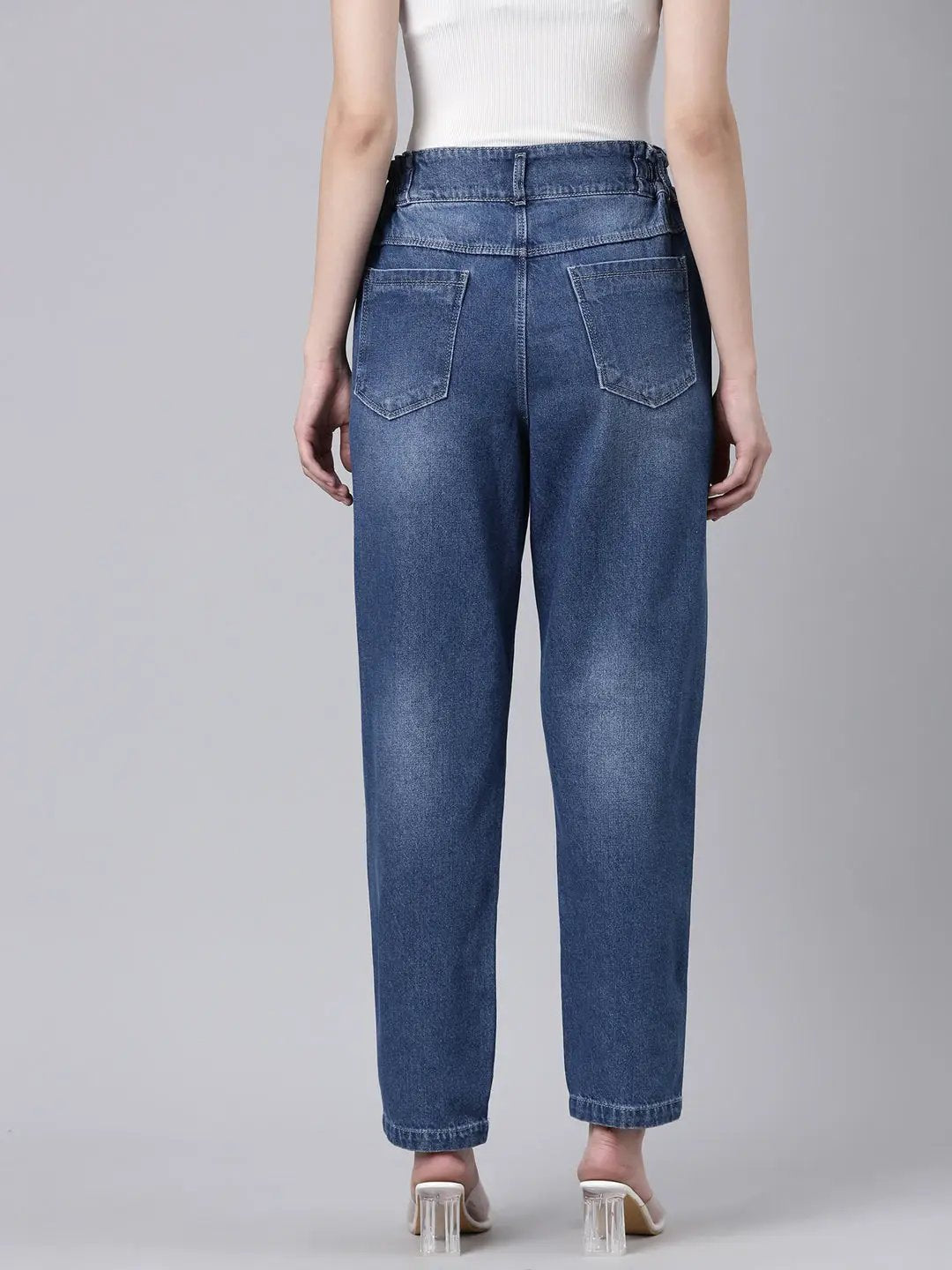 Women's Violet Straight Fit Acid Wash Stretchable Clean Look Denim Jeans