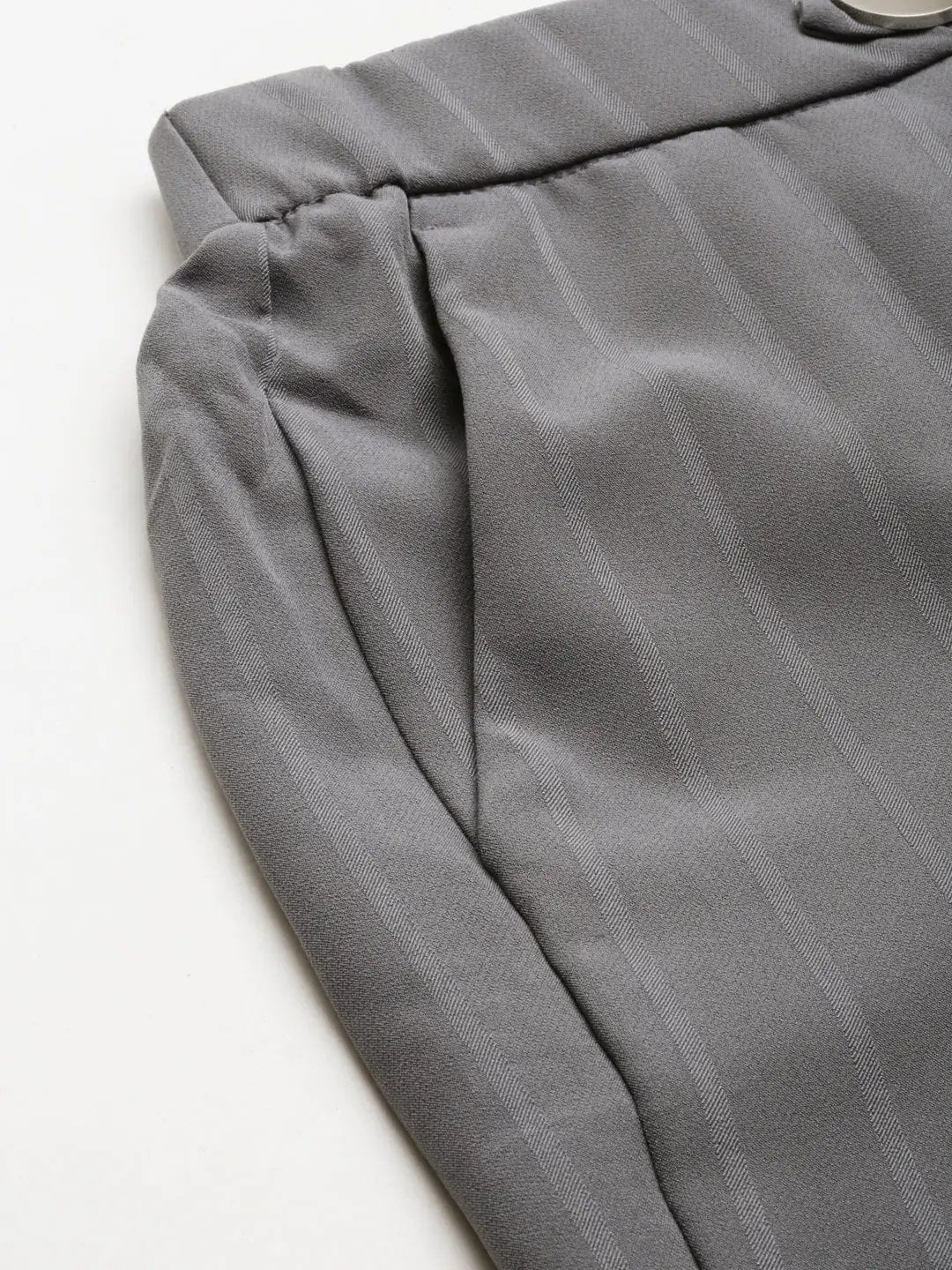 Women's Grey Solid Formal Trouser