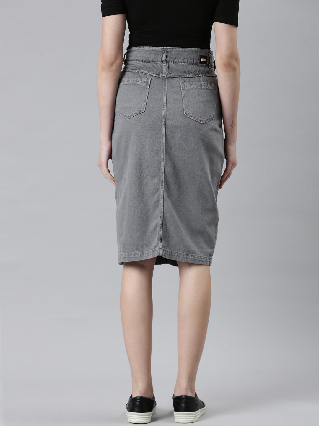 Women's Grey Solid A-Line Skirt