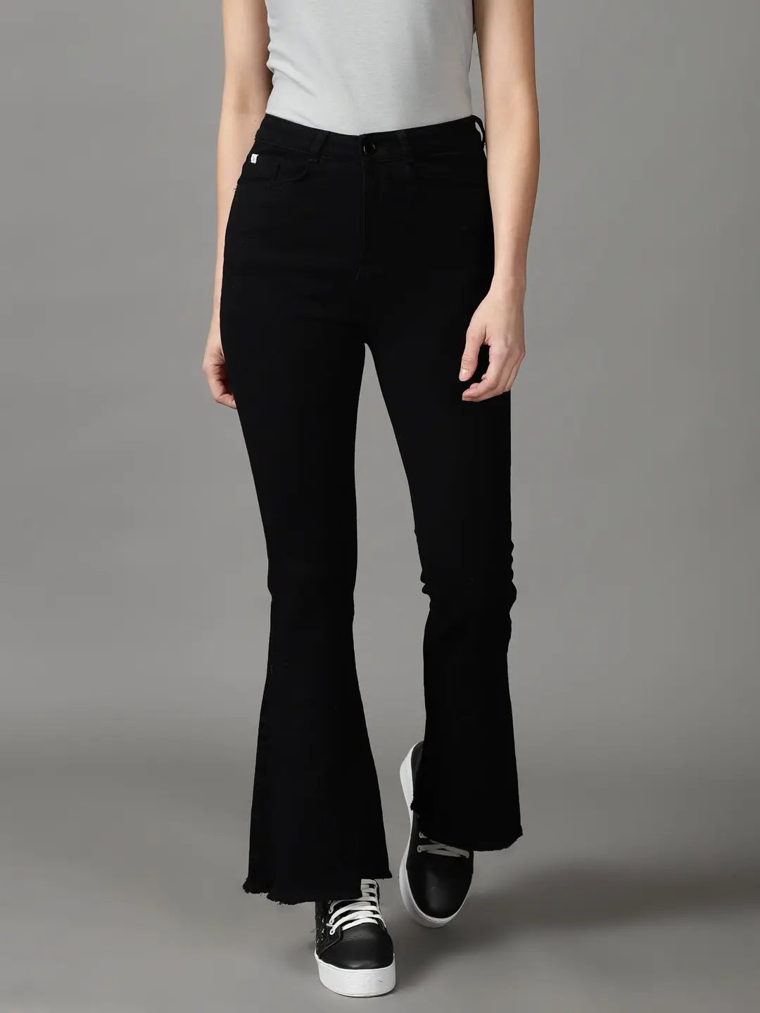 Women's Black Solid Bootcut Denim Jeans