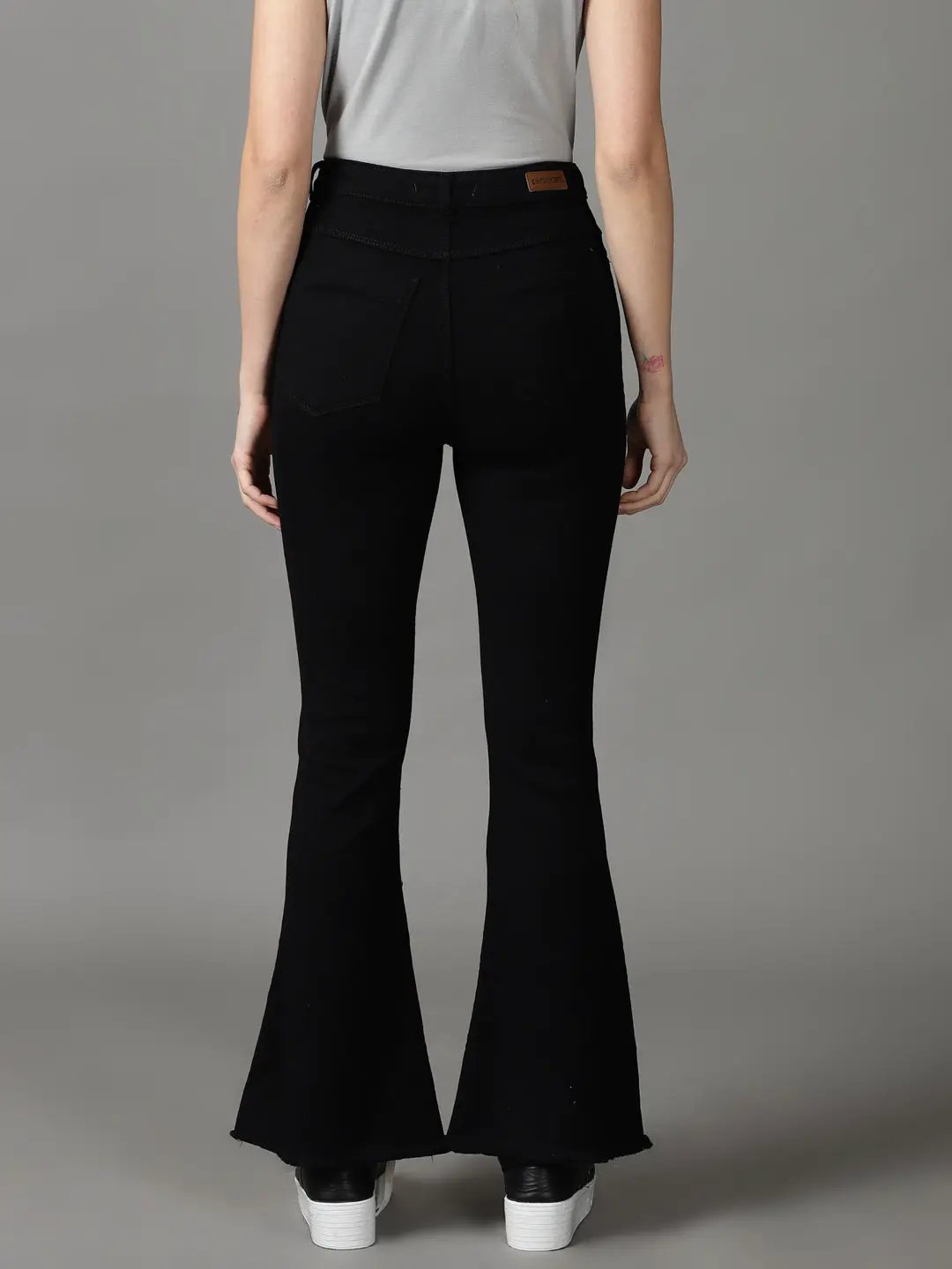 Women's Black Solid Bootcut Denim Jeans