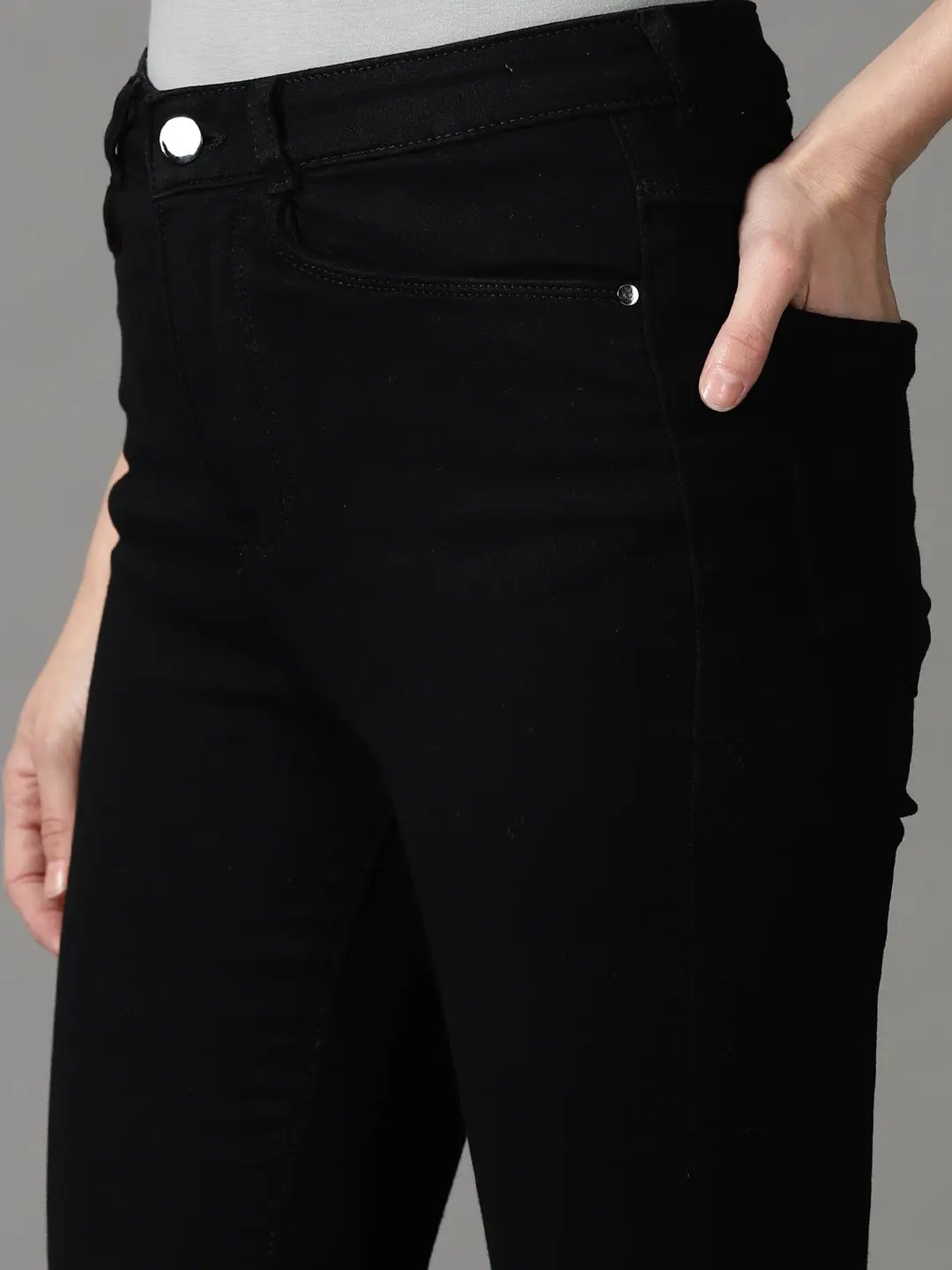 Women's Black Solid Bootcut Denim Jeans