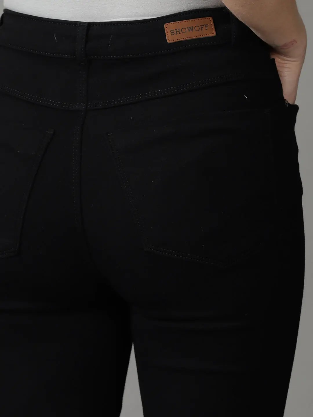 Women's Black Solid Bootcut Denim Jeans
