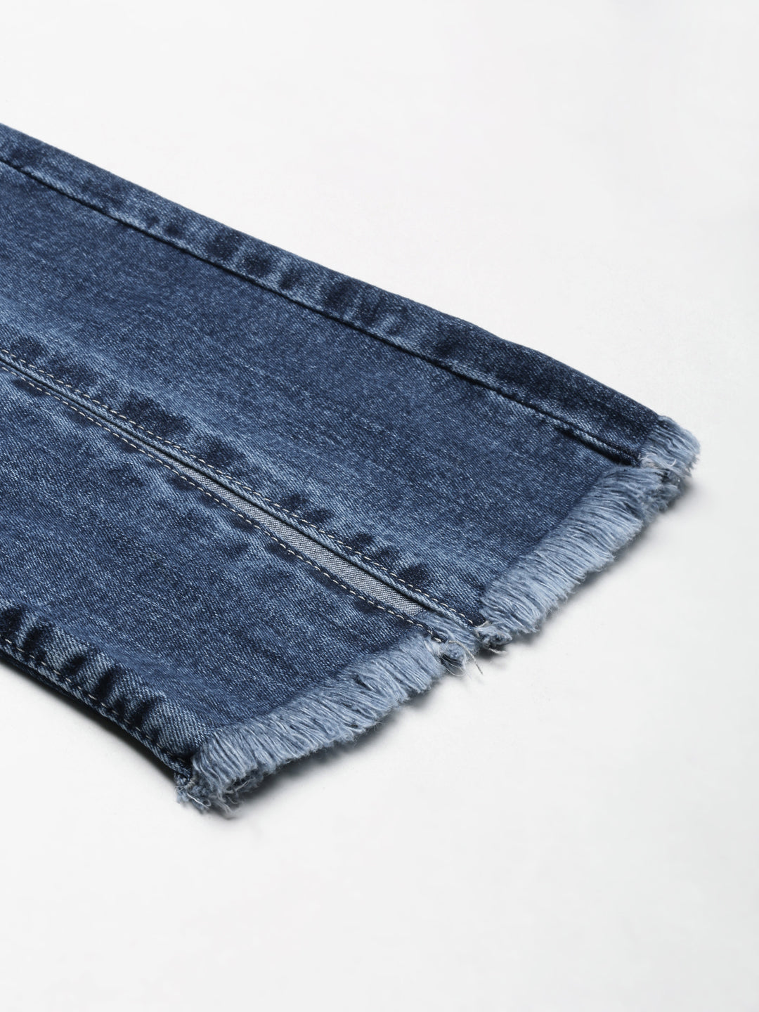 Women's Navy Blue Flared Clean Look Light Denim Jeans