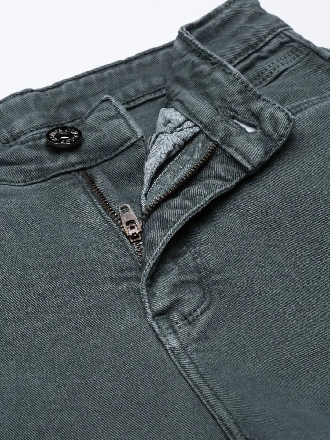 Women's Olive Straight Fit Clean Look Acid Wash Denim Jeans