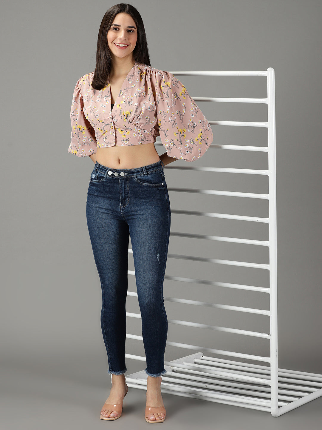 Women's Navy Blue Slim Fit High-Rise Light Fade Stretchable Cotton Jeans