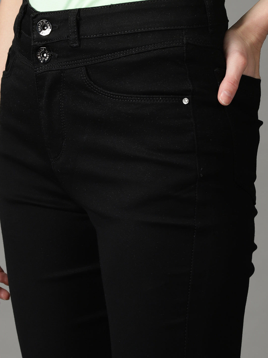 Women's Black Solid Bootcut Denim Jeans