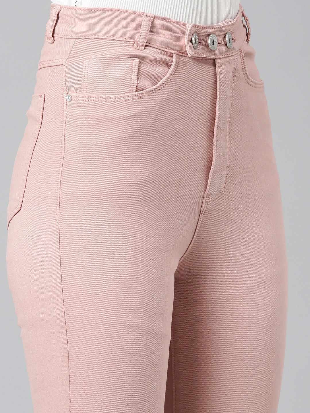 Women Pink Solid Slim Fit Denim Jeans