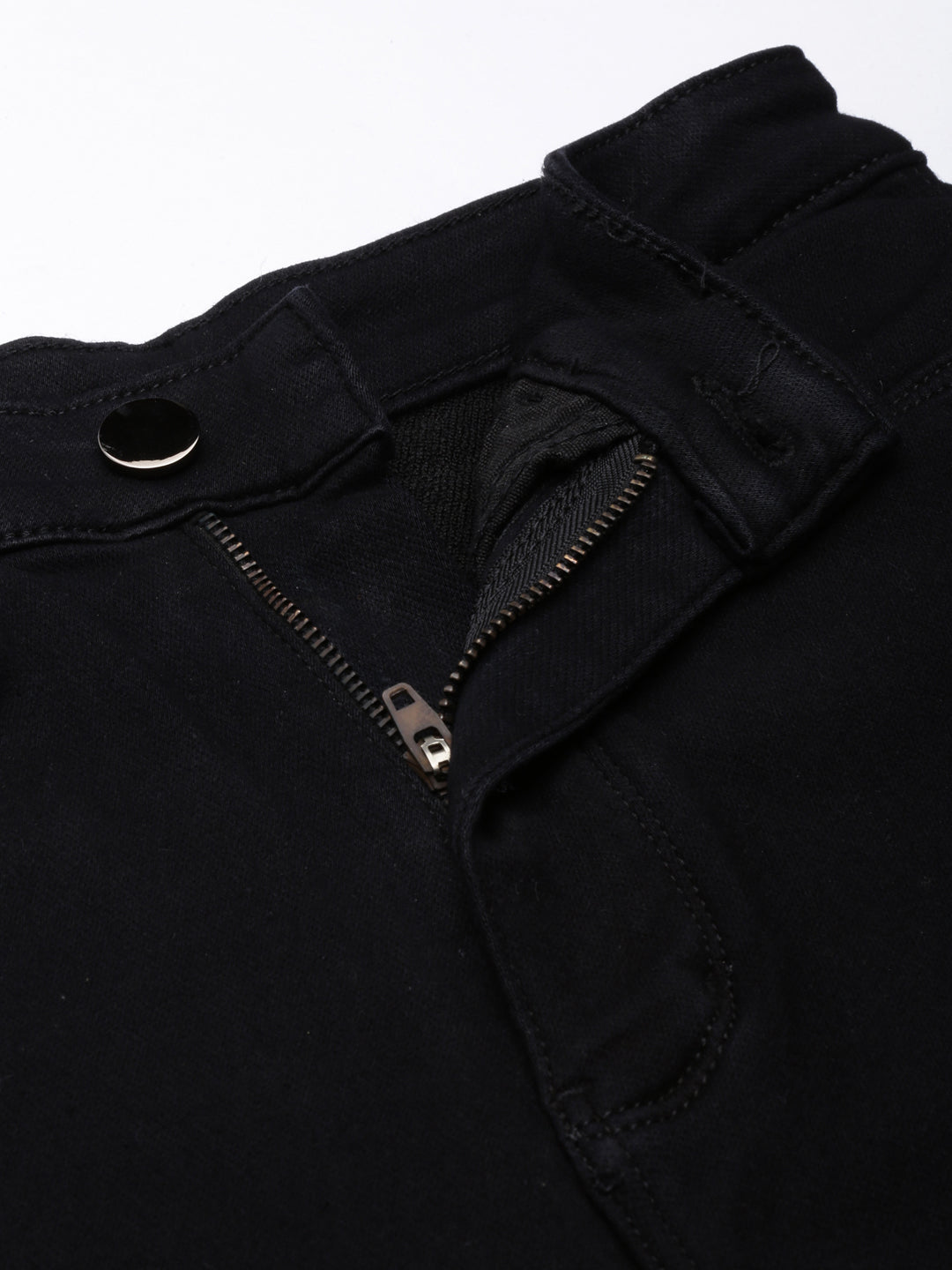 Women's Black Wide Leg Acid Wash Denim Cargo Jeans