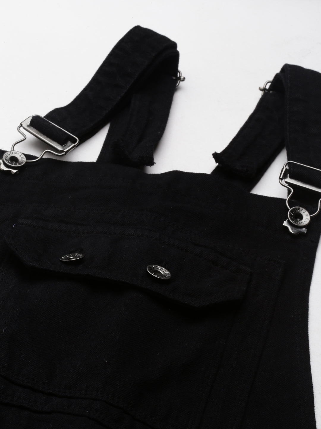 Women's Black Solid Dungaree