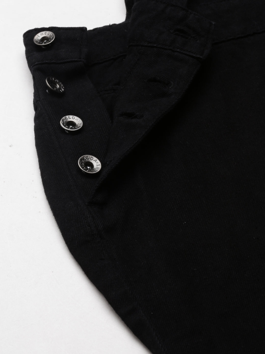 Women's Black Solid Dungaree