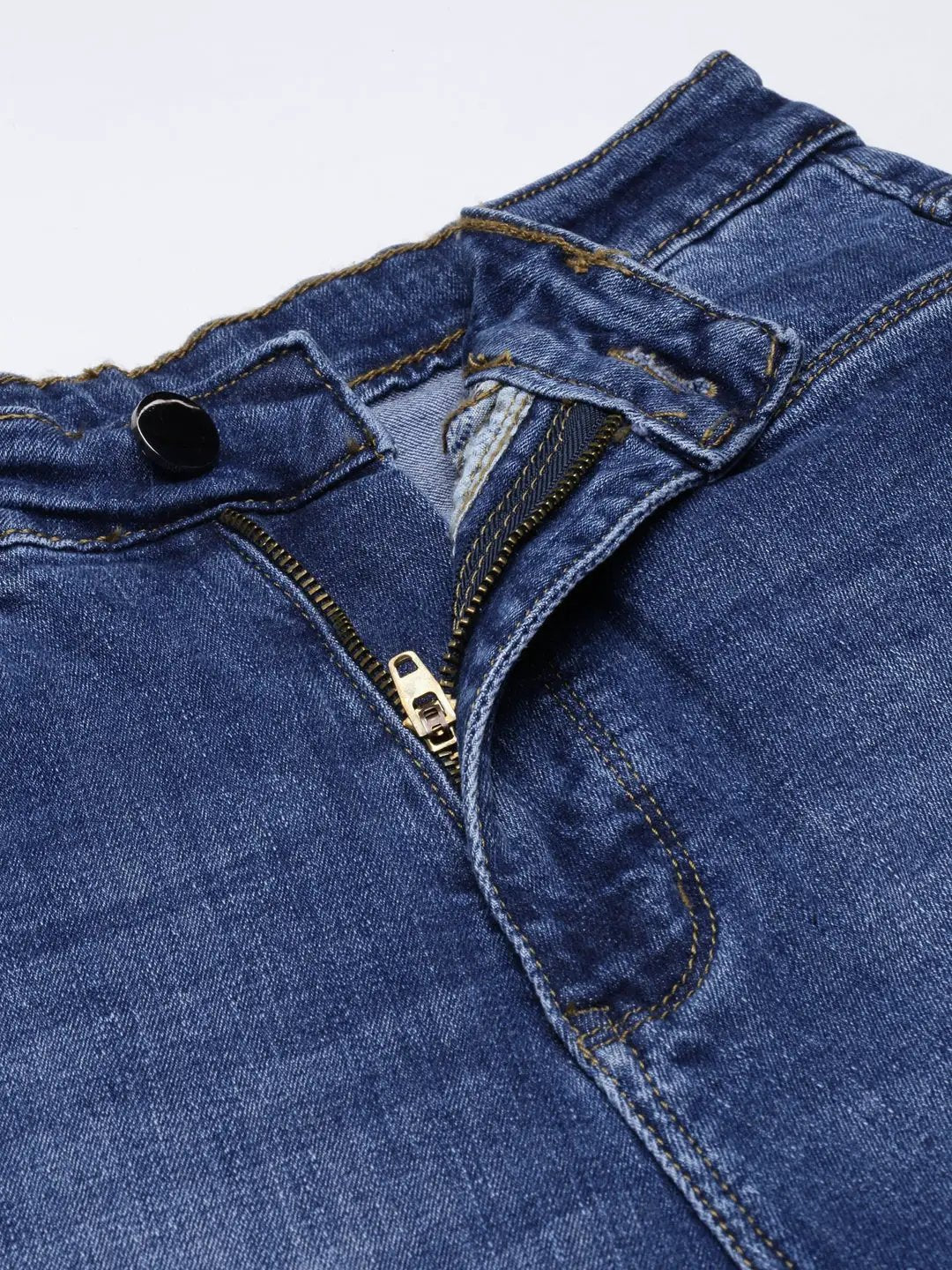 Women's Navy Blue Flared Light Fade Acid Wash Denim Jeans