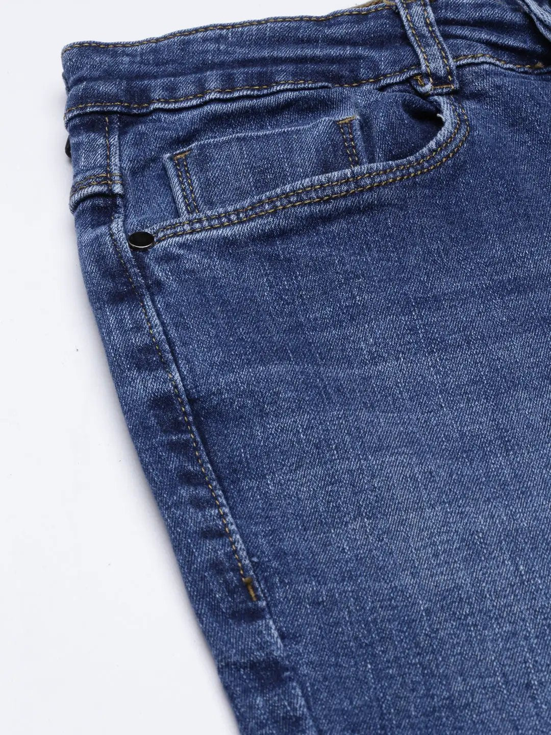 Women's Navy Blue Flared Light Fade Acid Wash Denim Jeans