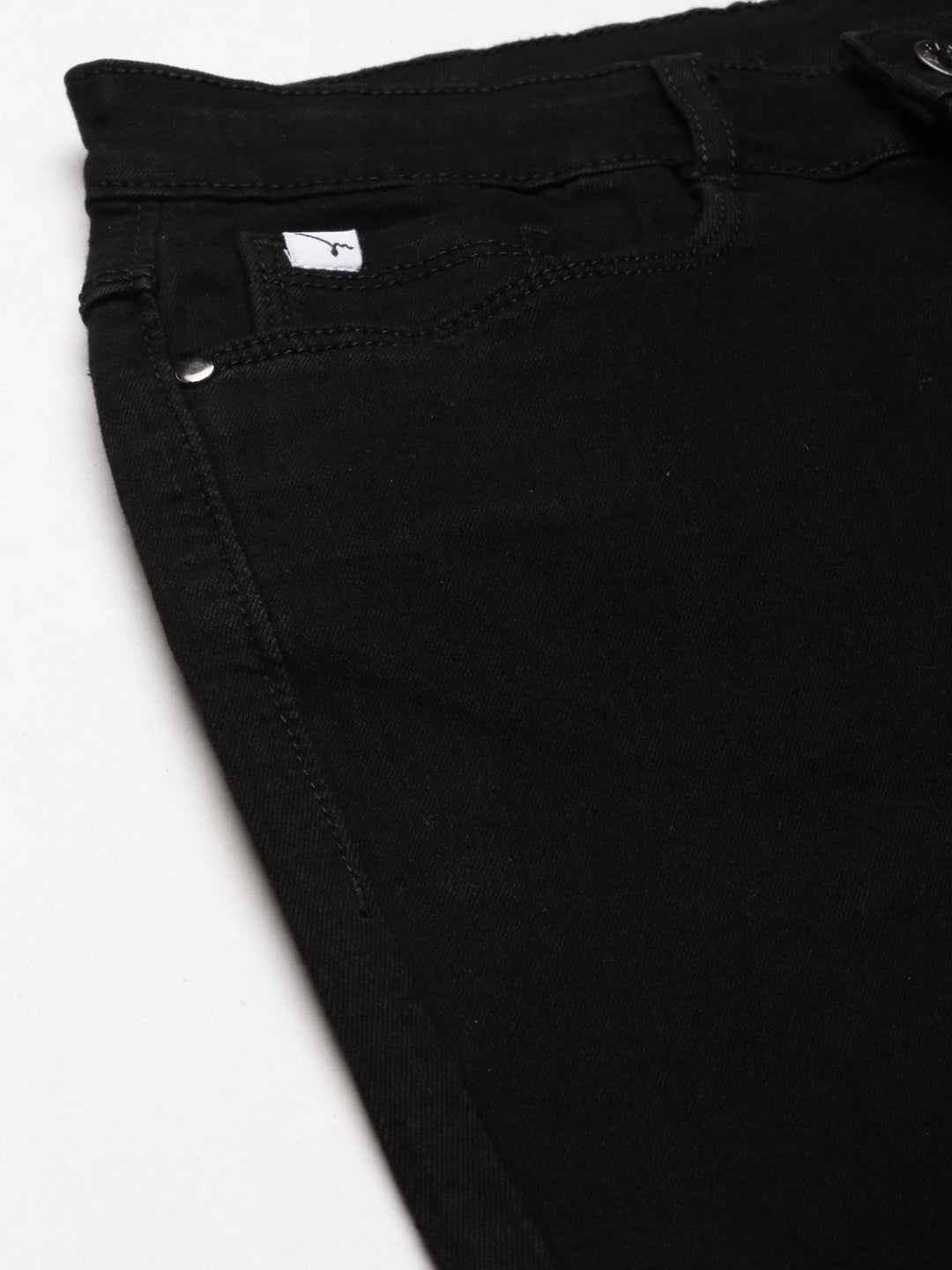 Women Black Solid Wide Leg Denim Jeans