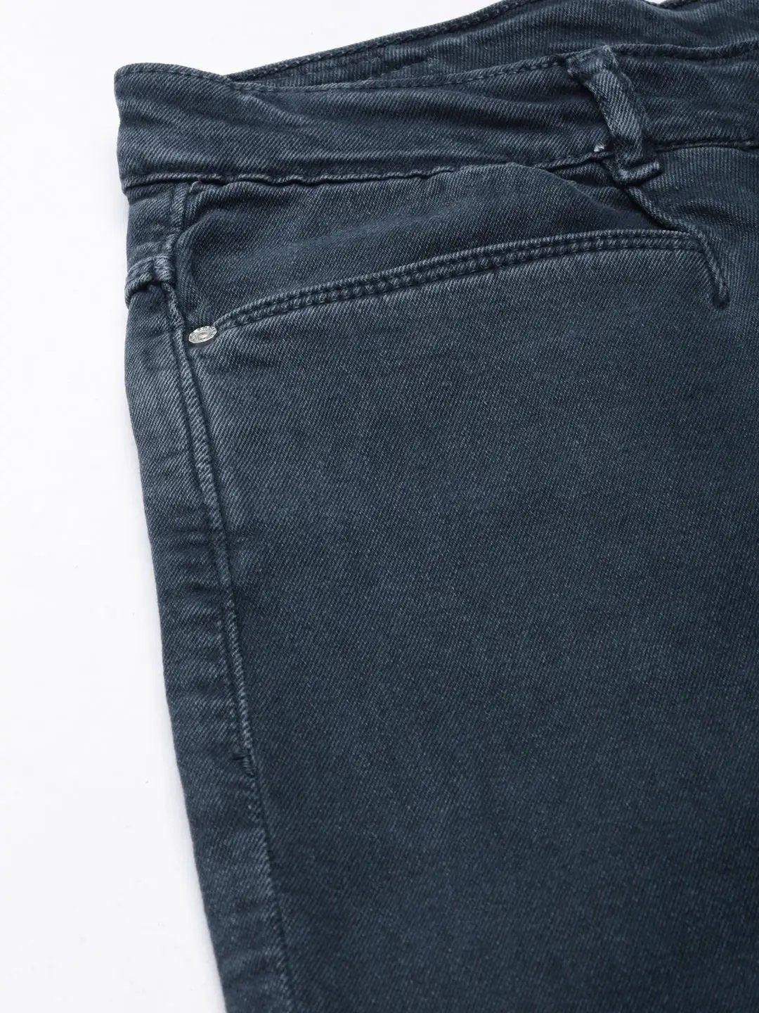 Women's Navy Blue Wide Leg Acid Wash Denim Jeans
