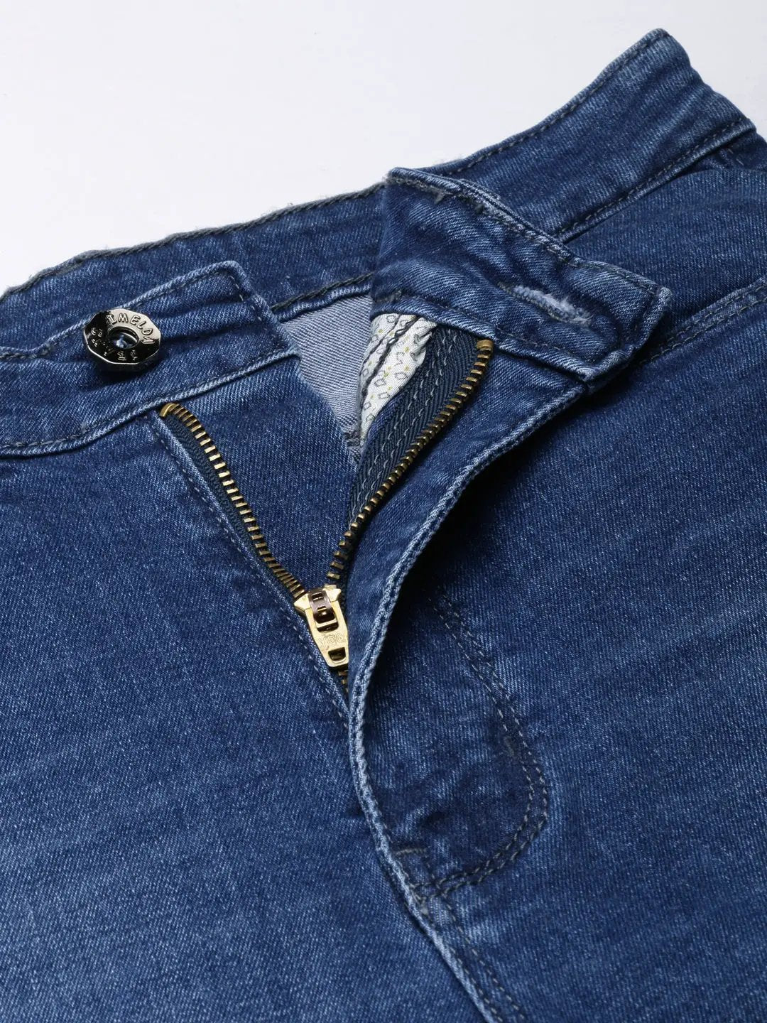 Women's Blue Solid Flared Denim Jeans