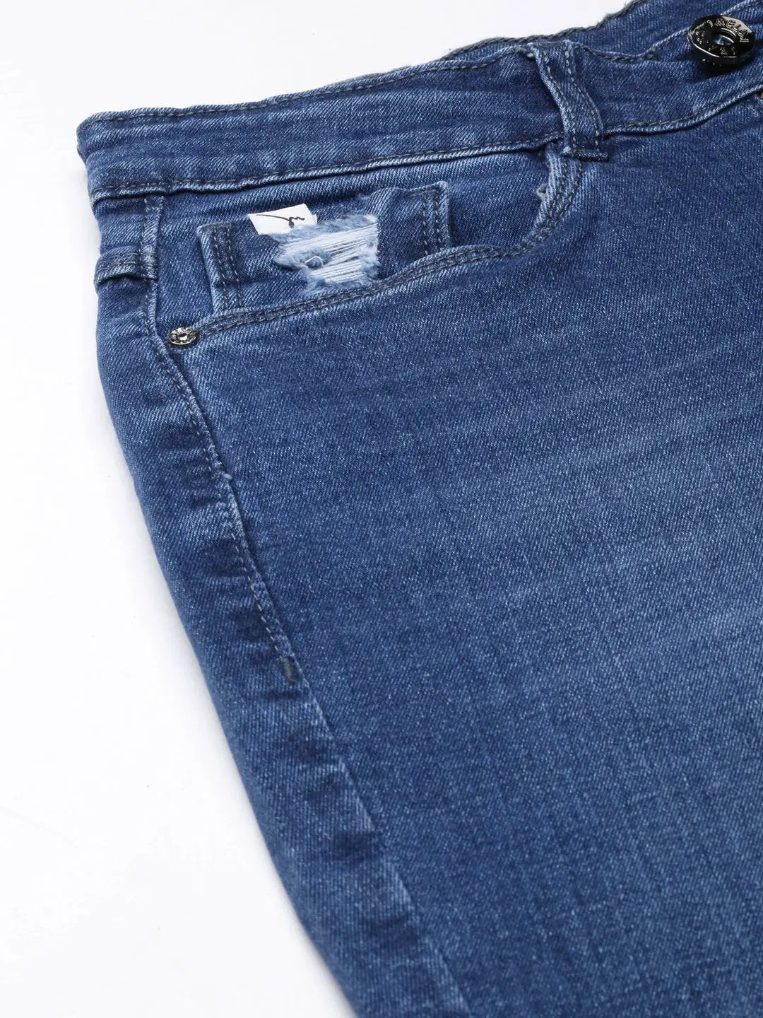 Women's Blue Solid Flared Denim Jeans