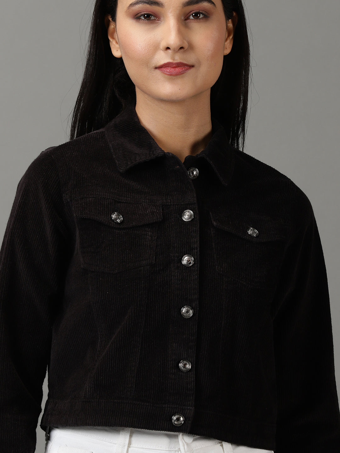 Women's Black Solid Open Front Jacket