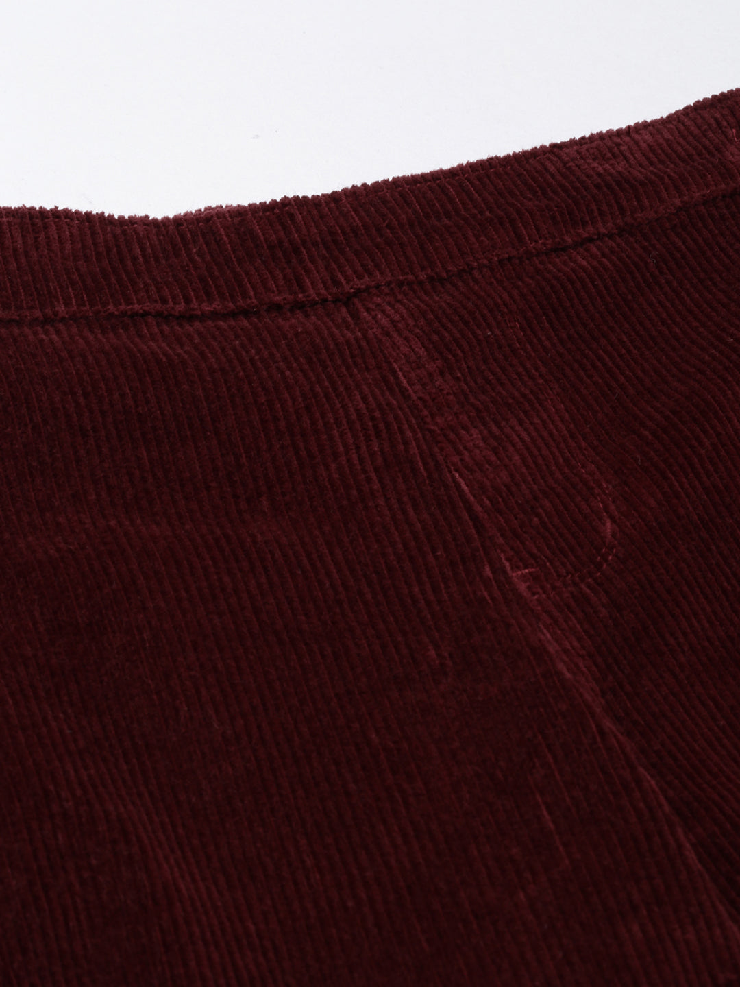 Women Burgundy Solid Parallel Trouser