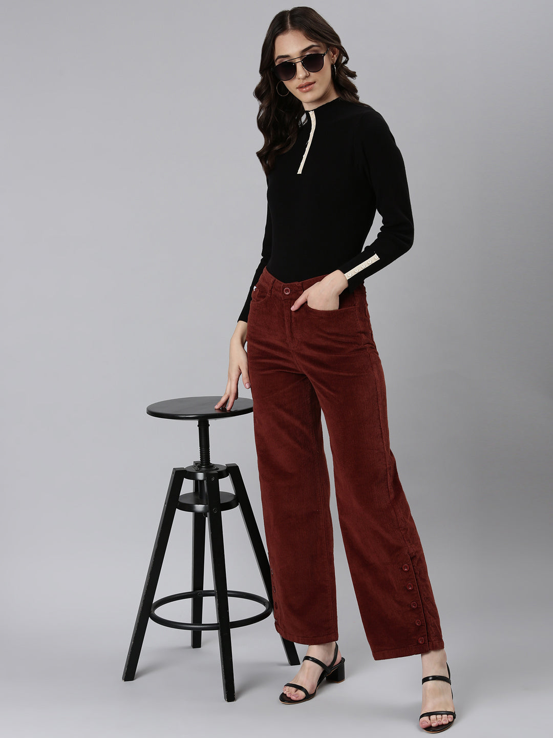 Women's Rust Solid Parallel Trouser