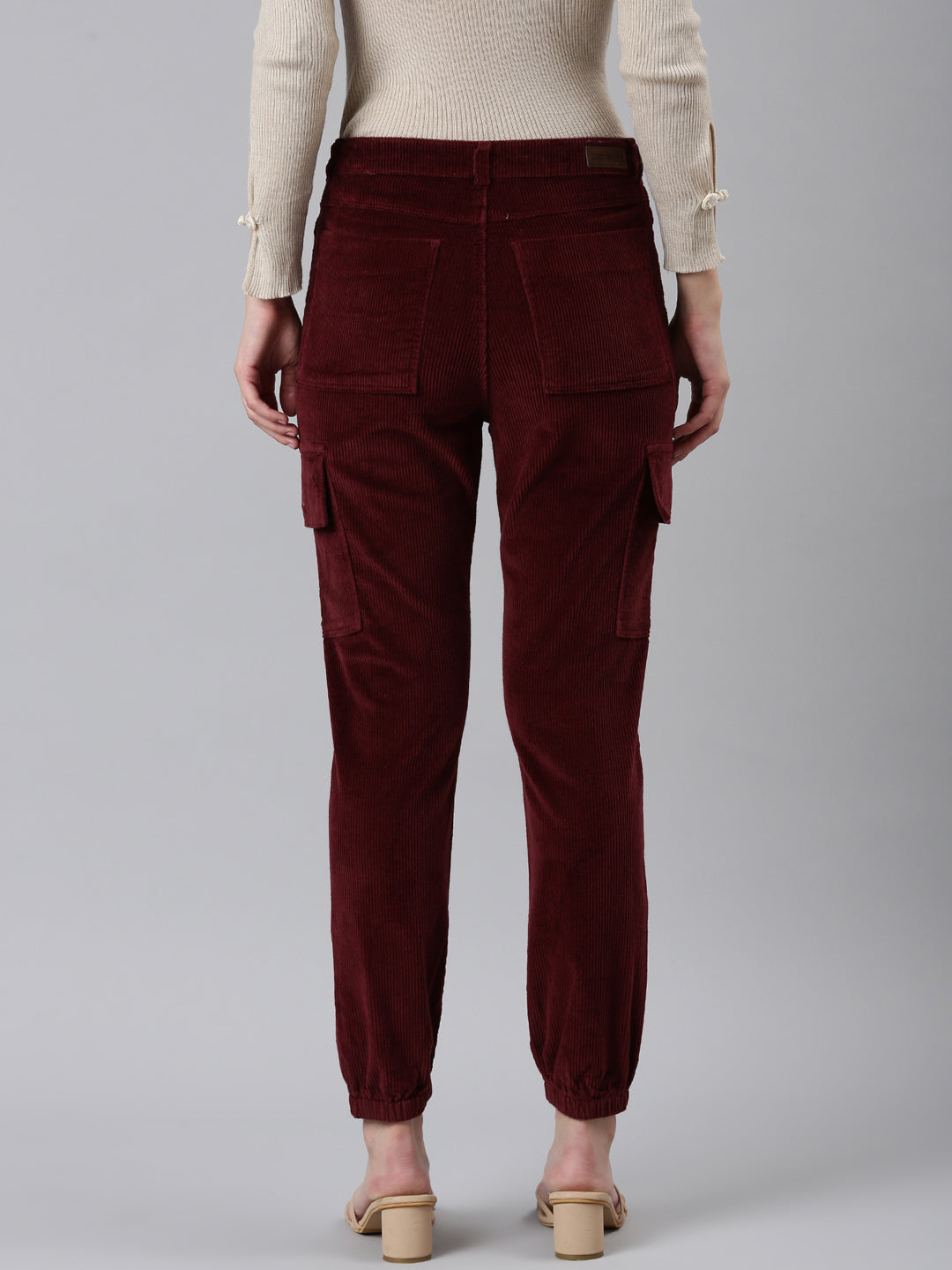 Women Burgundy Solid Joggers