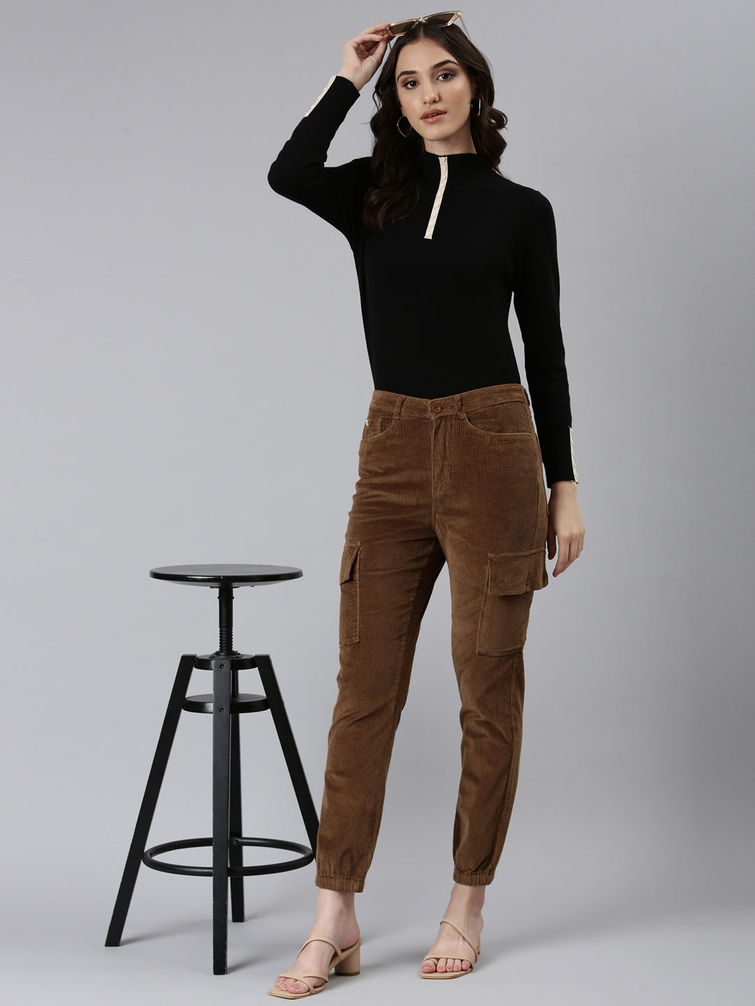 Women's Coffee Brown Solid Joggers