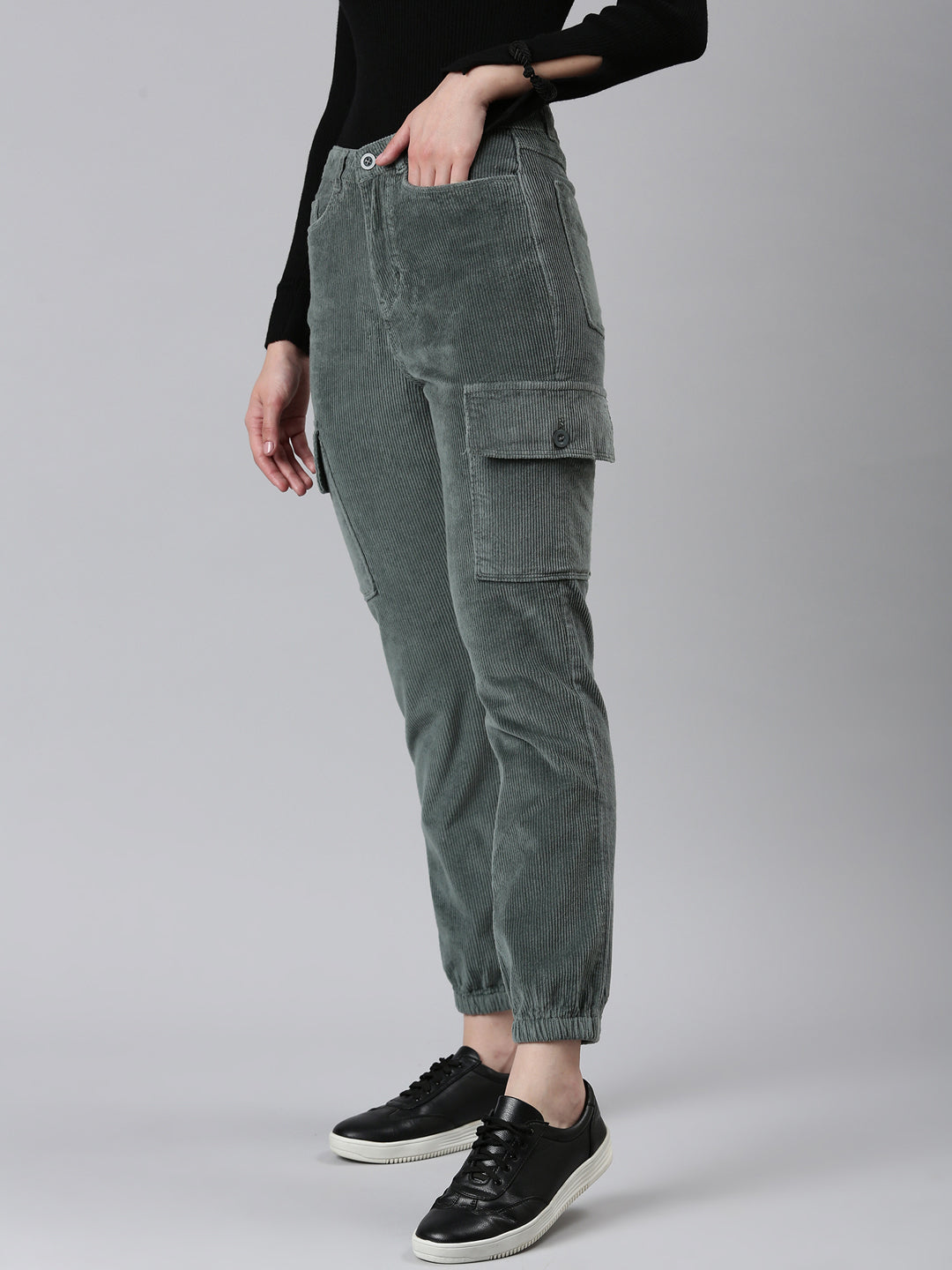 Women Sea Green Solid Joggers