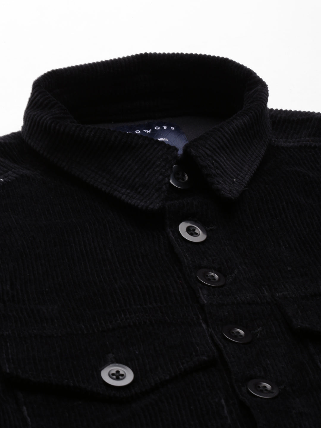 Women's Black Shirt Collar Cotton Basic Jumpsuit