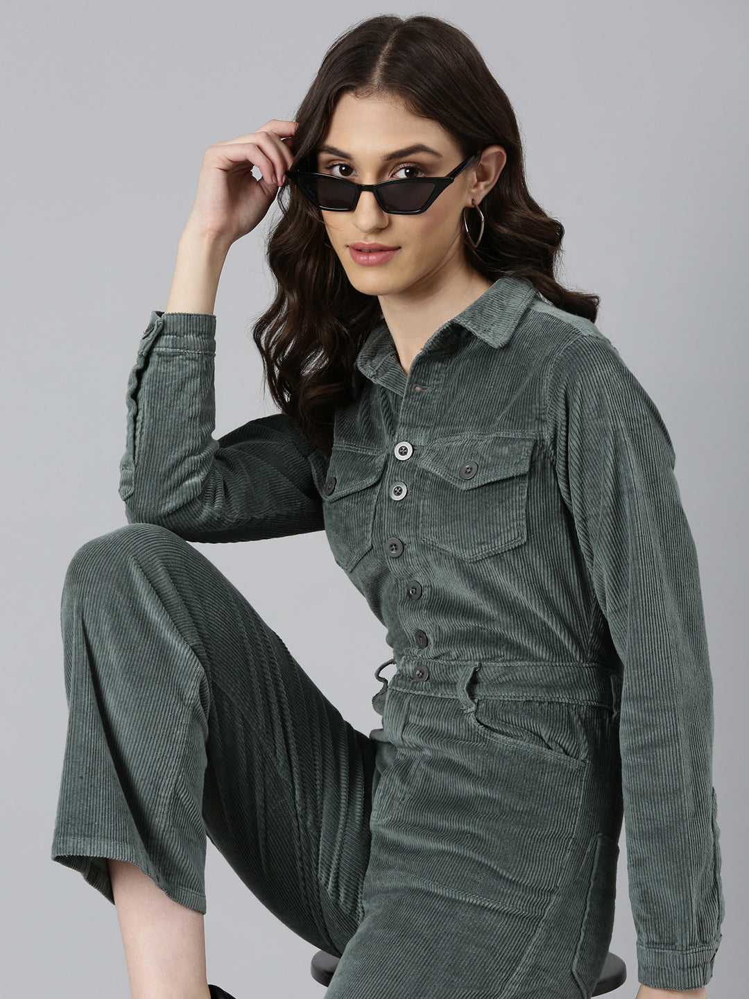 Women Green Solid Jumpsuit