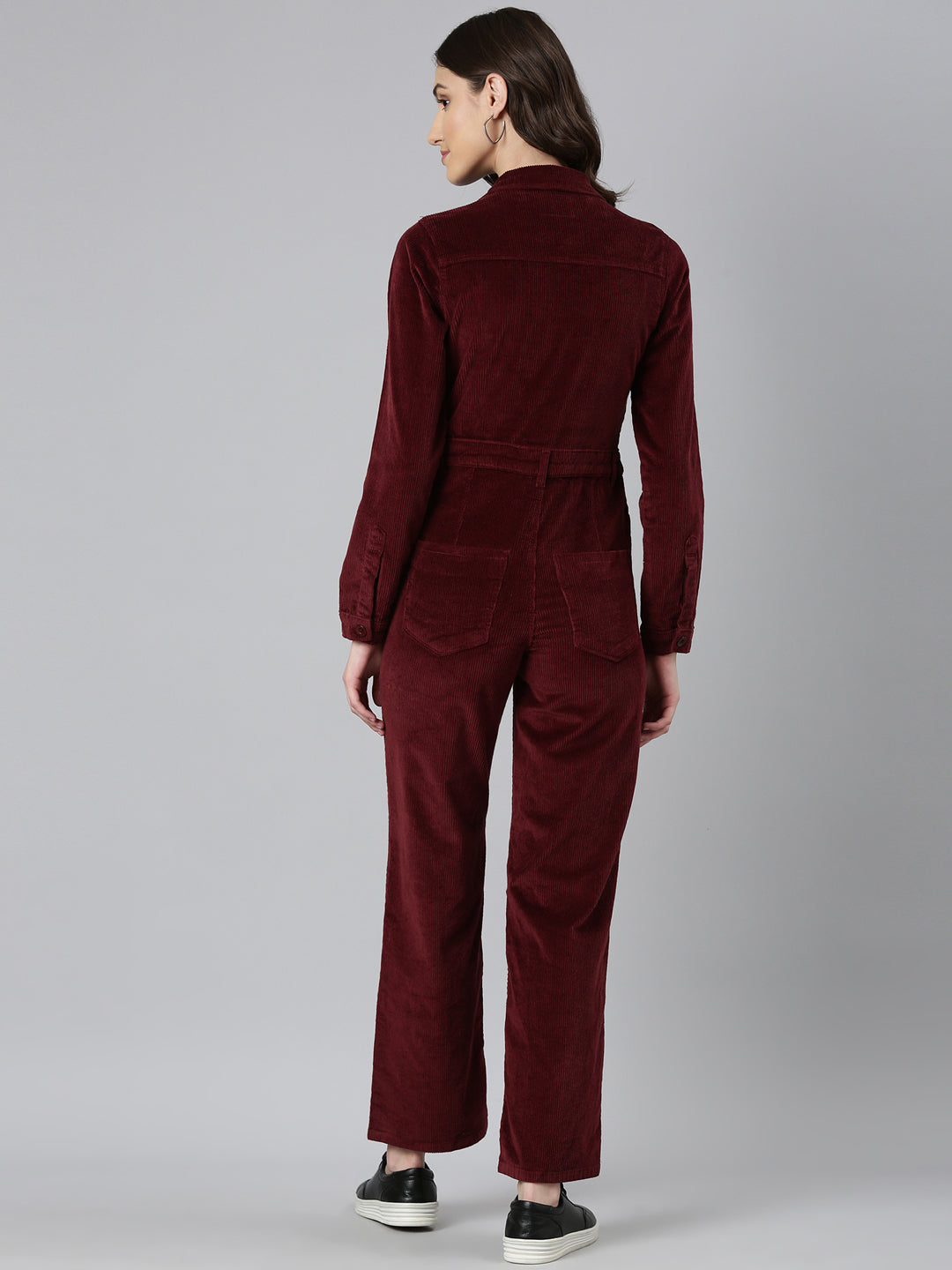 Women Maroon Solid Jumpsuit