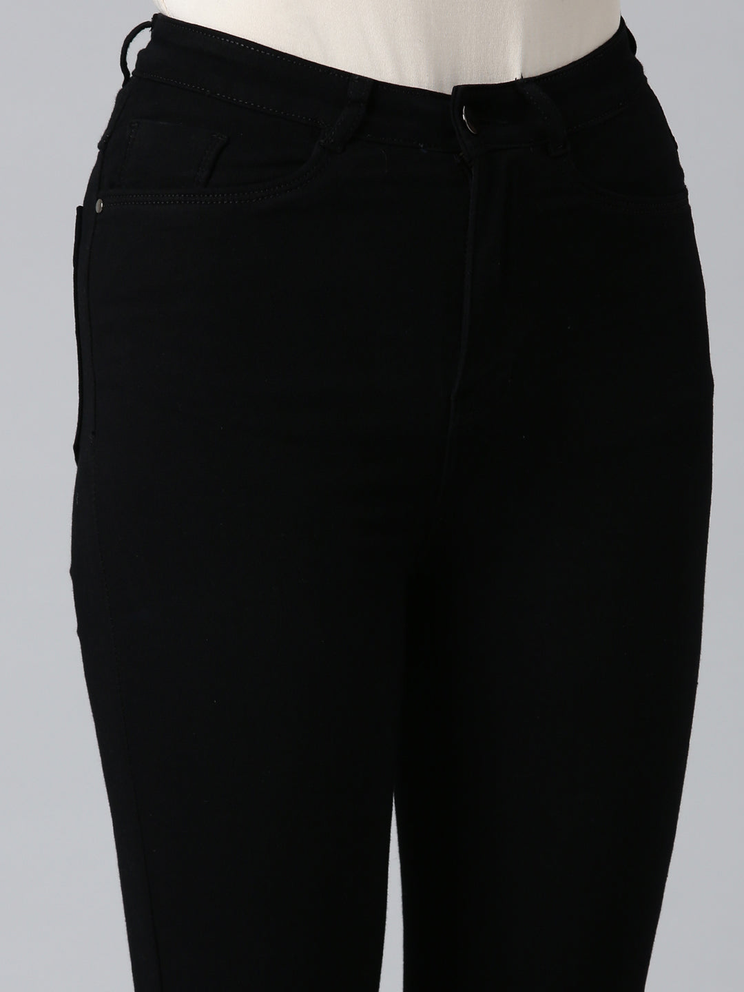 Women Black Solid Mom Fit Denim Jeans