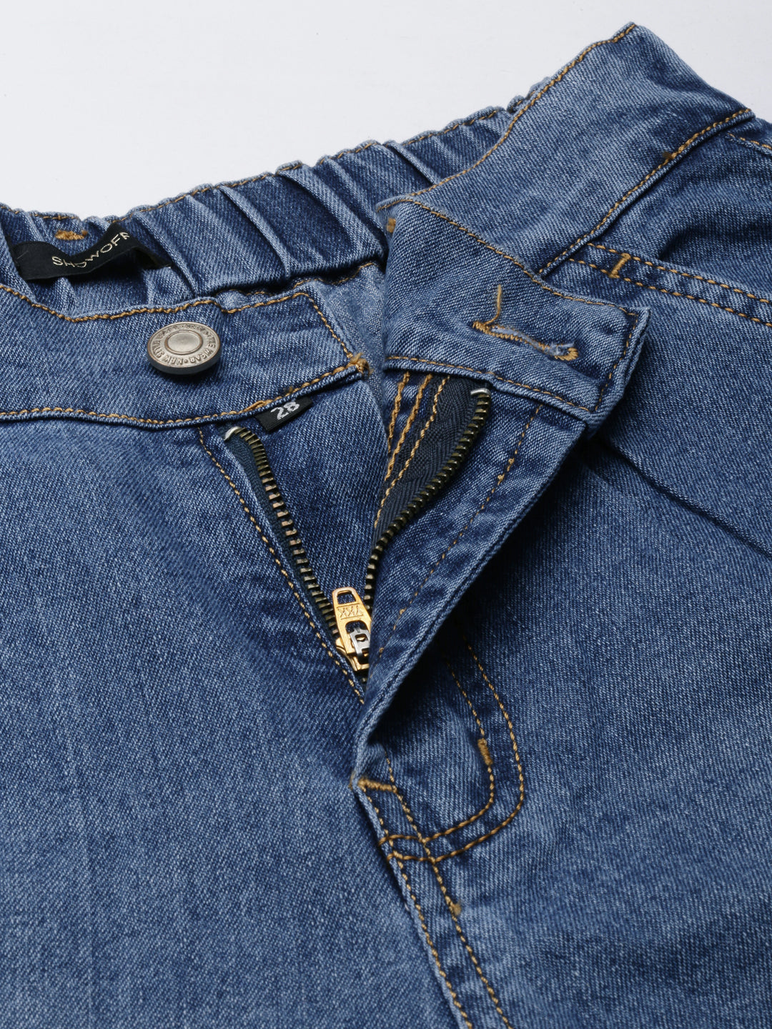 Women's Blue Wide Leg Light Fade Stretchable Denim Jeans