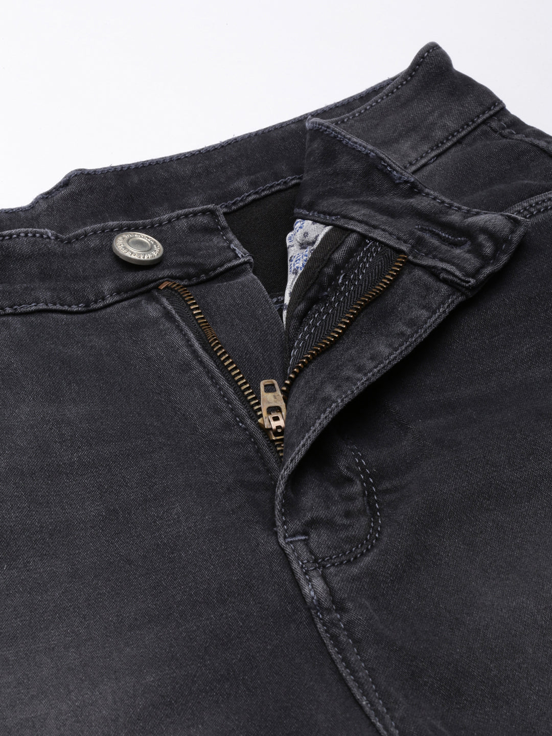 Women's Dark Grey Straight Fit Light Fade Acid Wash Denim Jeans