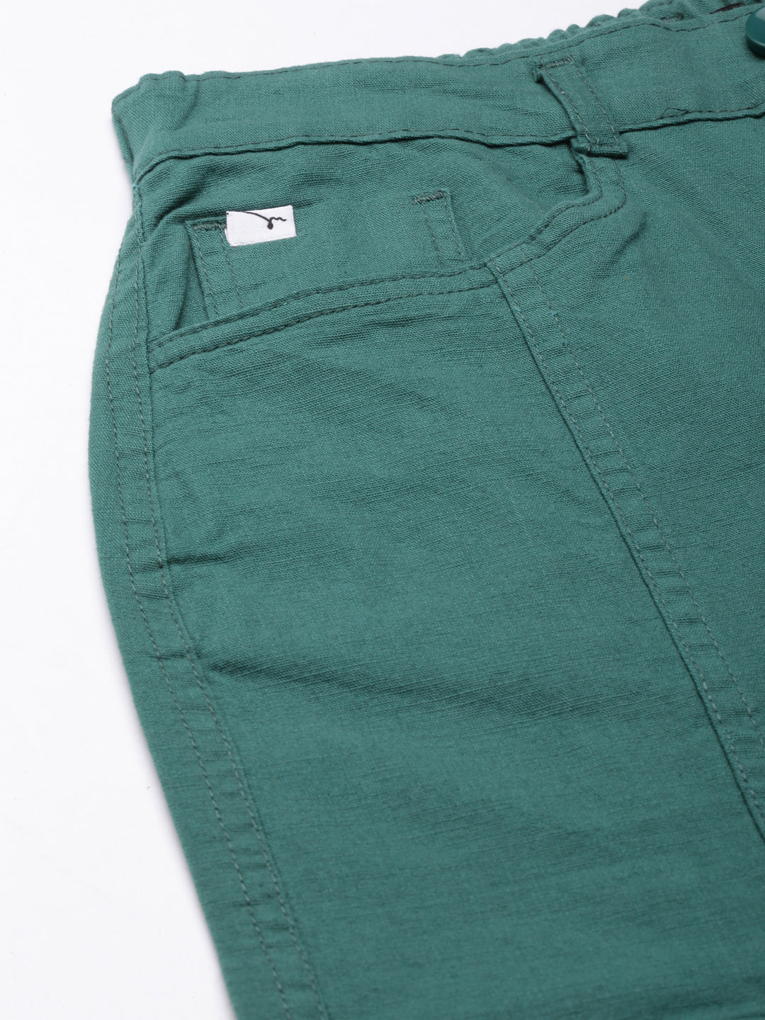 Women's Green Wide Leg Mid Rise Denim Jeans