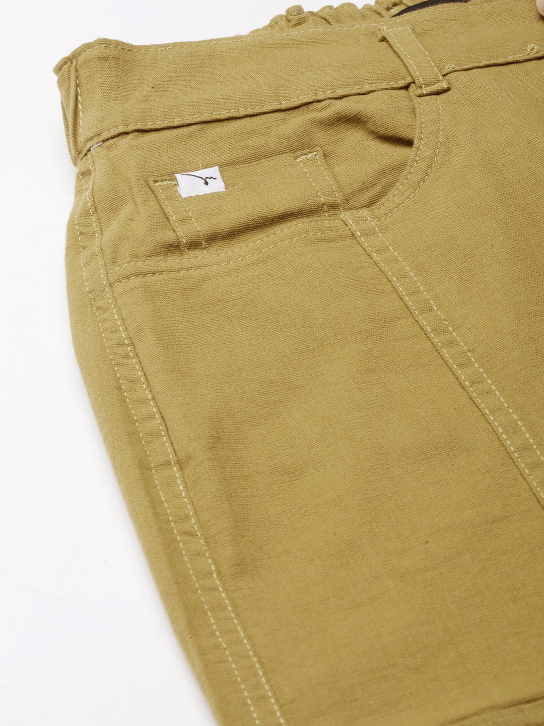 Women's Khaki Wide Leg Denim Cargo Jeans