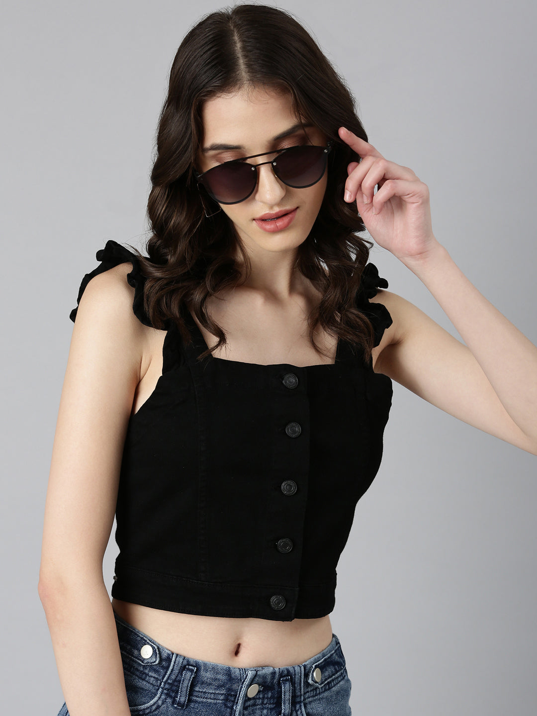 Women Black Solid Bralette Crop Top