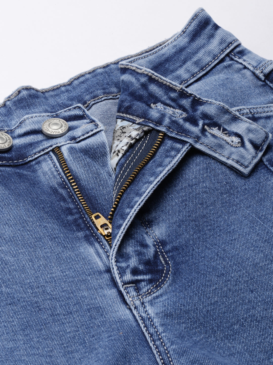 Women's Blue Wide Leg Heavy Fade Acid Wash Denim Jeans