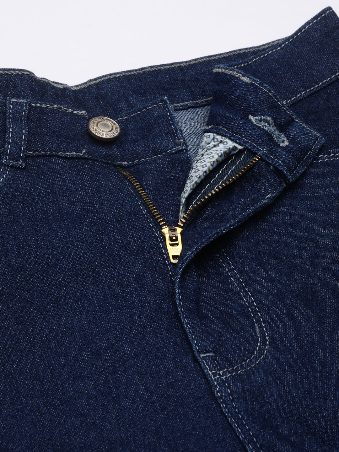 Women's Navy Blue Straight Fit Mid Rise Cropped Denim Jeans