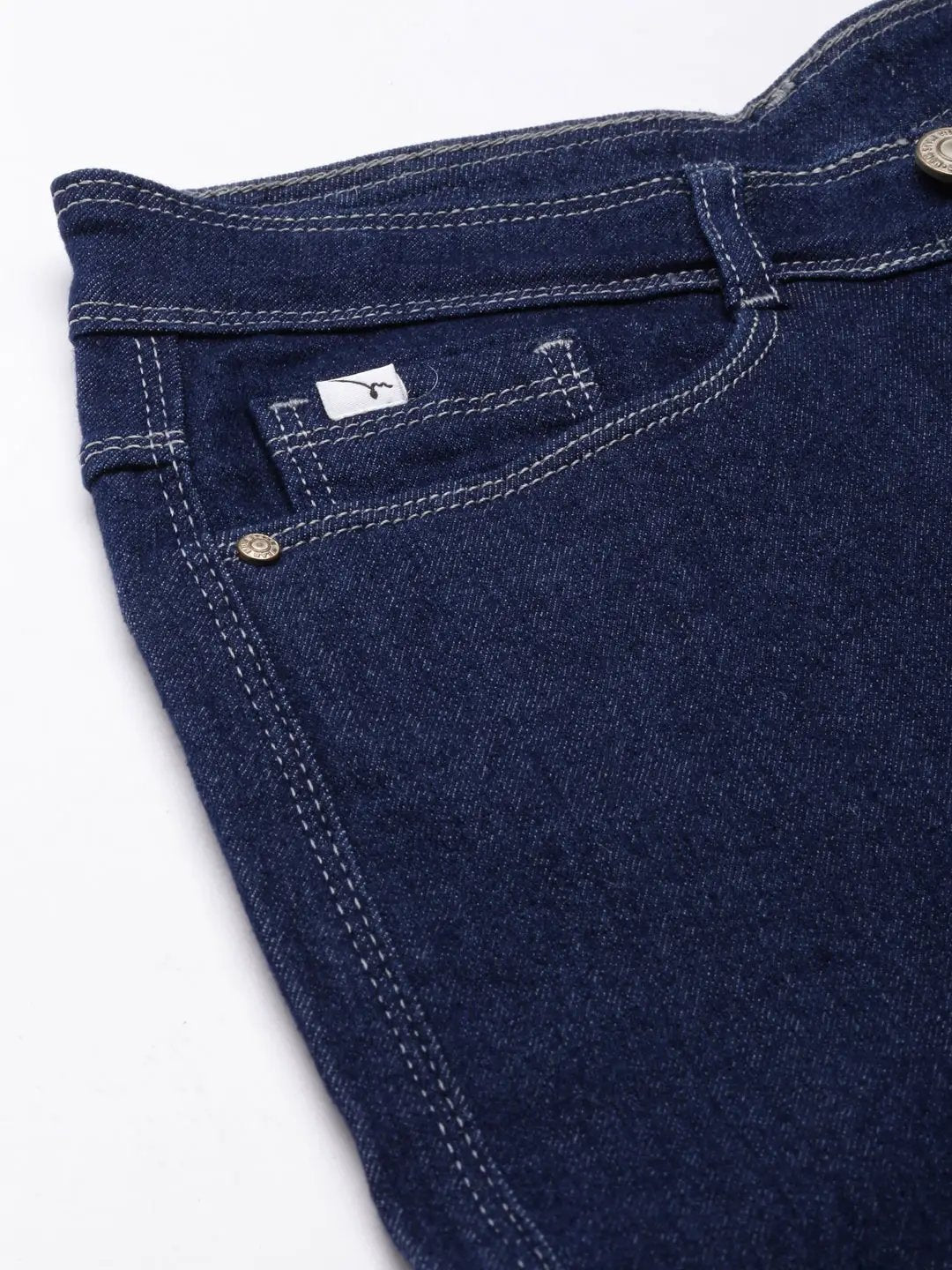 Women's Navy Blue Clean Look Mid-Rise Wide Leg Denim Jeans